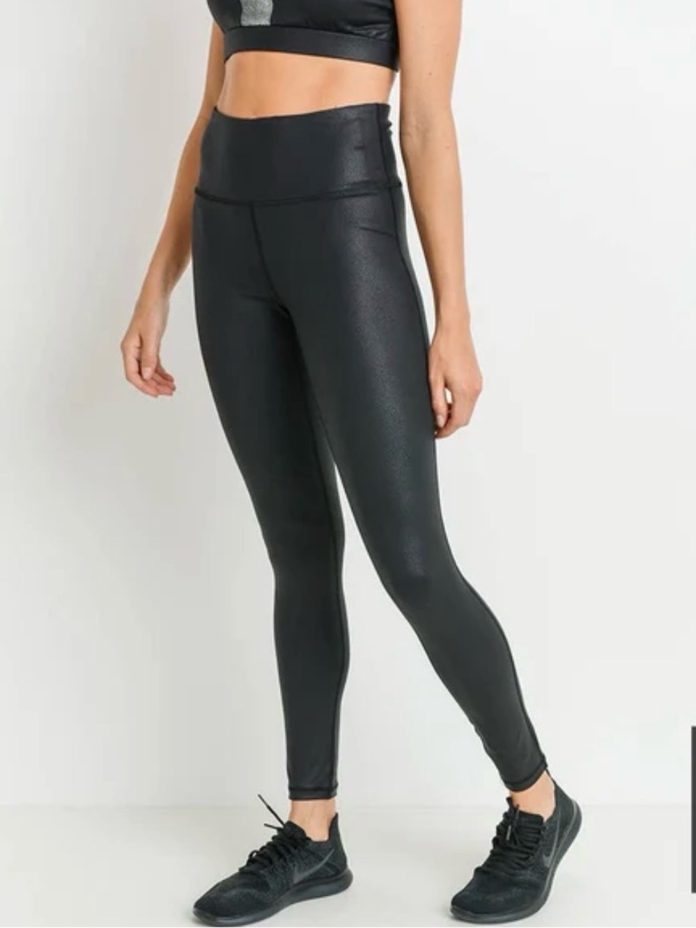 Mono B Black High-Waist Pebbled Sculpting Leggings